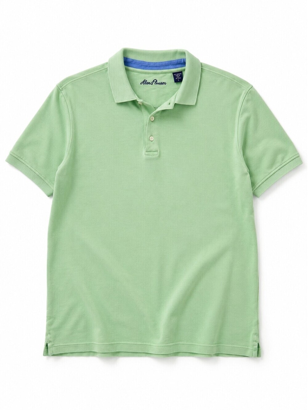 Alan Flusser Men's Mint Green Short Sleeve Polo Shirt Size L Cotton Classic